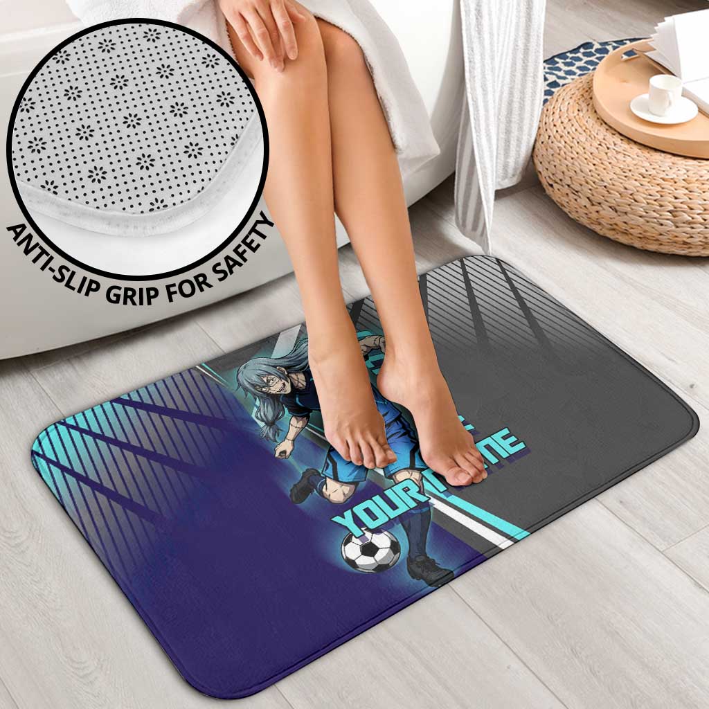 Personalized Mahito Jujutsu Kaisen Bathroom Set with Teal Gradient and Blue Uniform Design