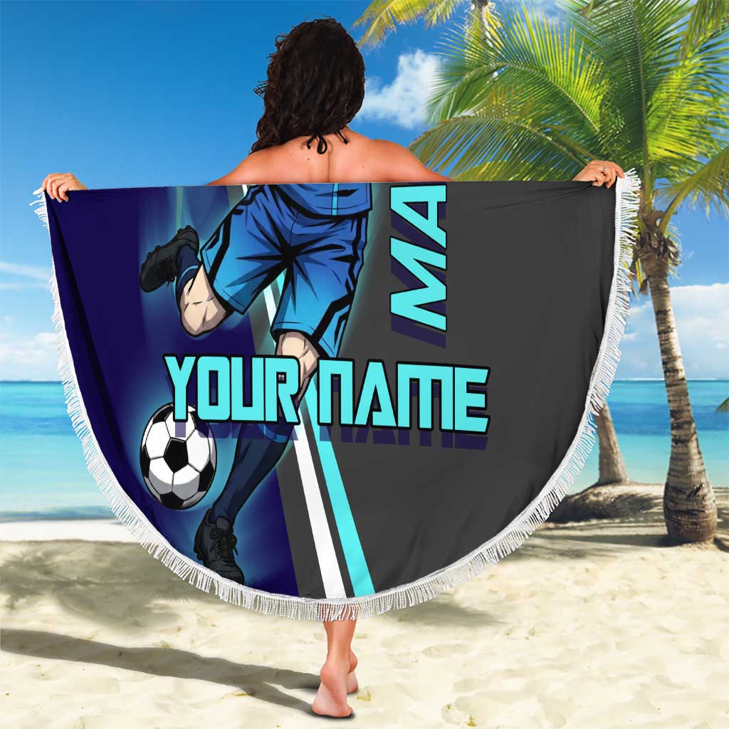 Personalized Mahito Jujutsu Kaisen Beach Blanket with Teal Gradient and Blue Uniform Design