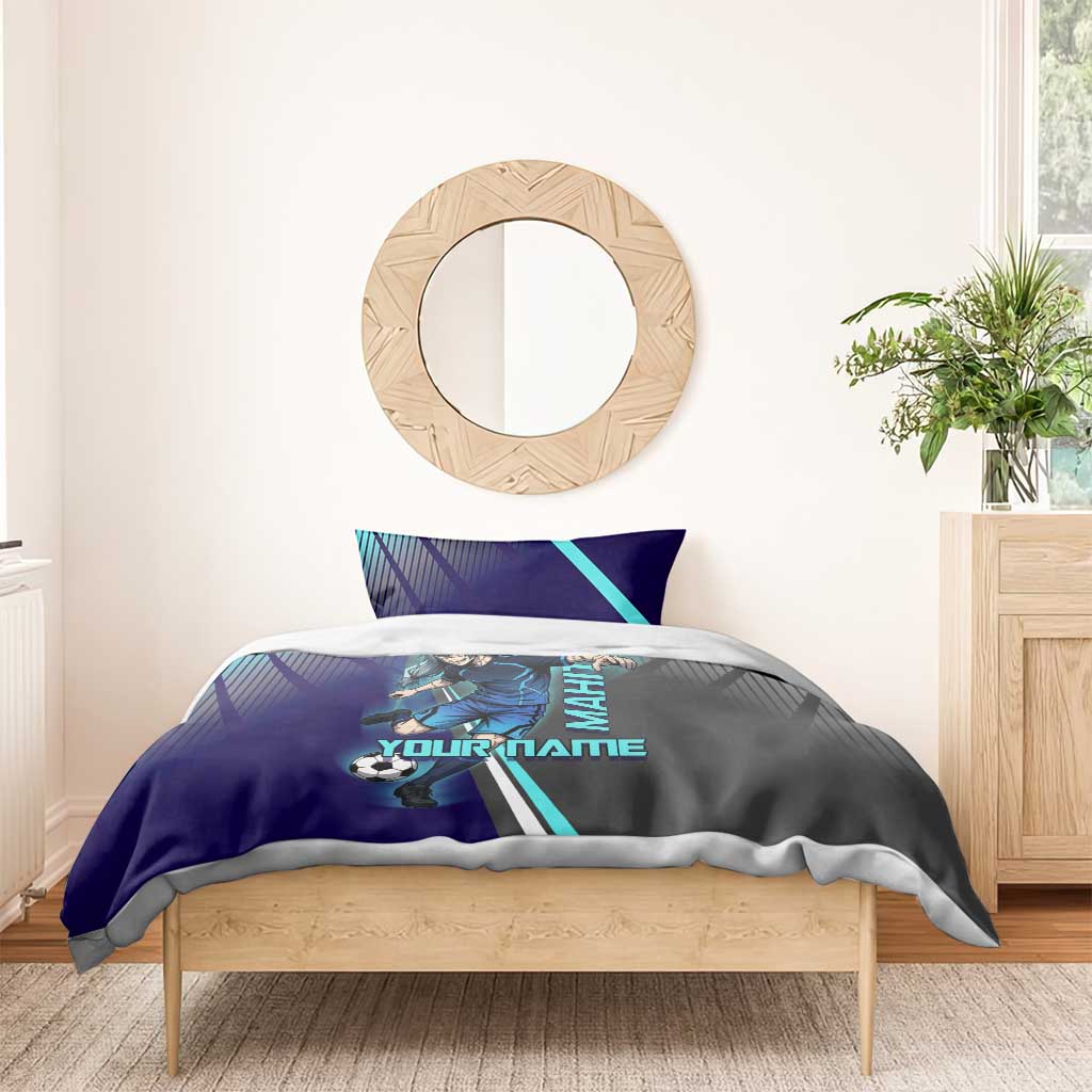 Personalized Mahito Jujutsu Kaisen Bedding Set with Teal Gradient and Blue Uniform Design