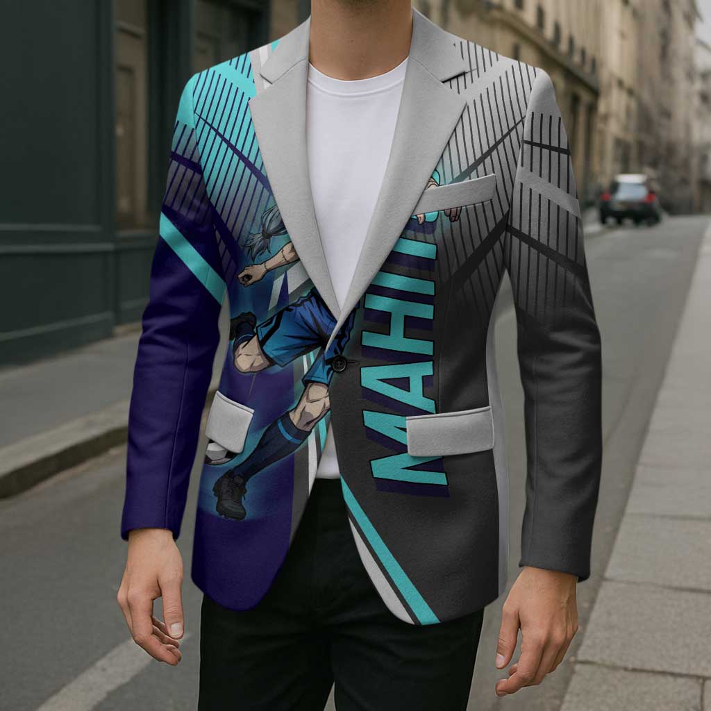 Personalized Mahito Jujutsu Kaisen Blazer with Teal Gradient and Blue Uniform Design