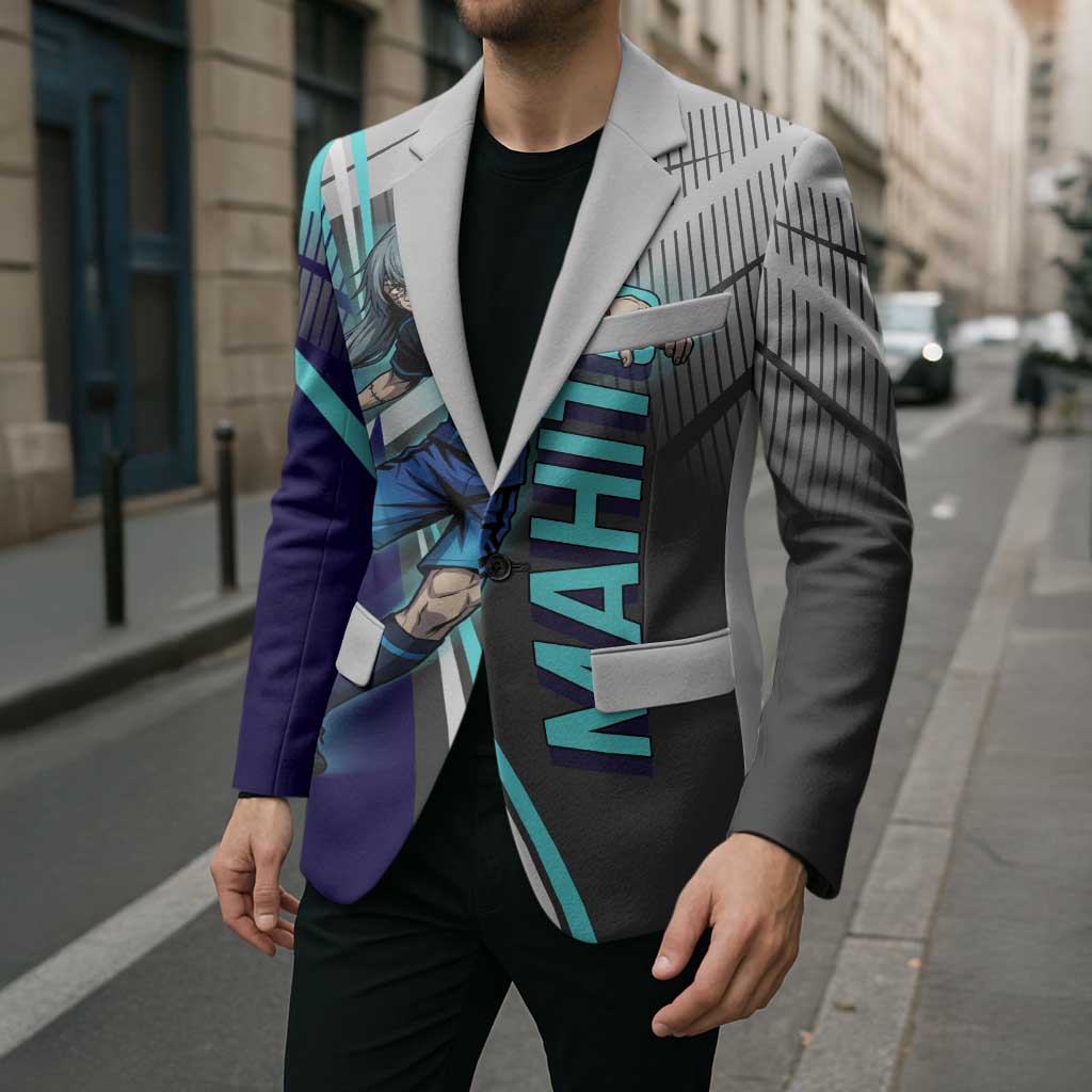 Personalized Mahito Jujutsu Kaisen Blazer with Teal Gradient and Blue Uniform Design