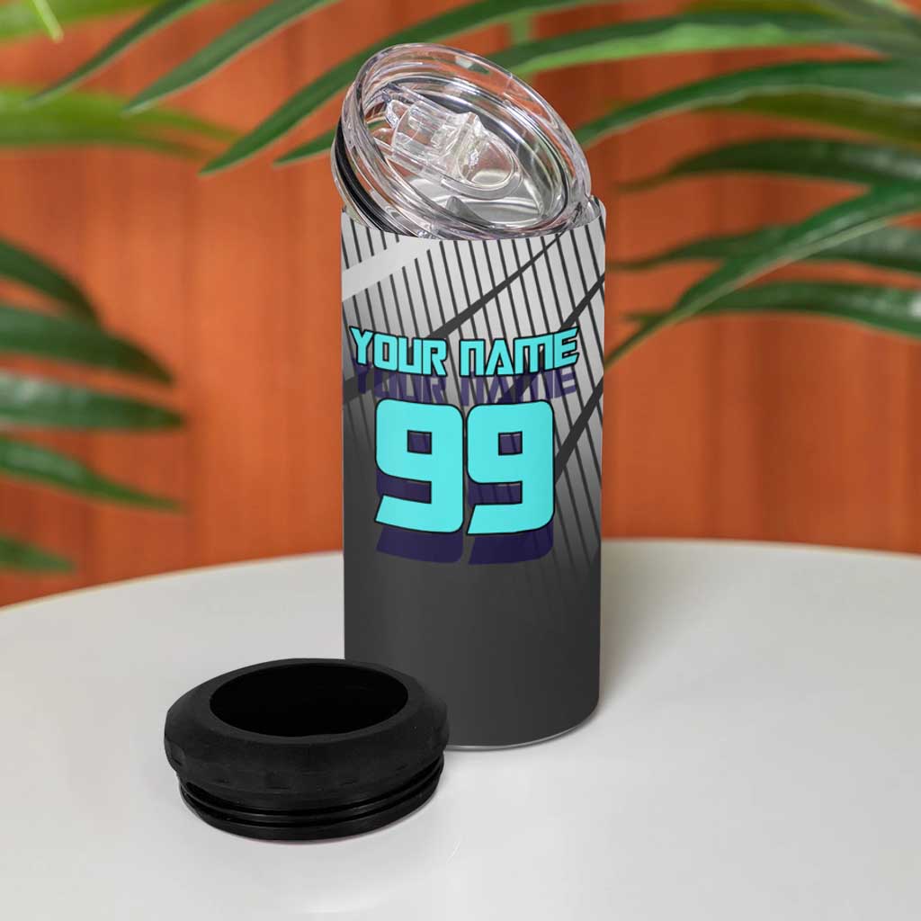 Personalized Mahito Jujutsu Kaisen 4 in 1 Can Cooler Tumbler with Teal Gradient and Blue Uniform Design