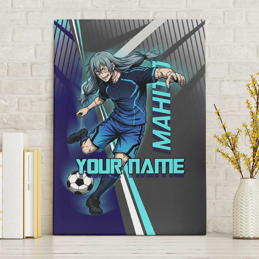 Personalized Mahito Jujutsu Kaisen Canvas Wall Art with Teal Gradient and Blue Uniform Design