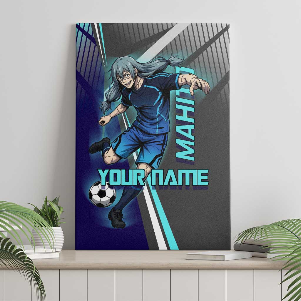 Personalized Mahito Jujutsu Kaisen Canvas Wall Art with Teal Gradient and Blue Uniform Design