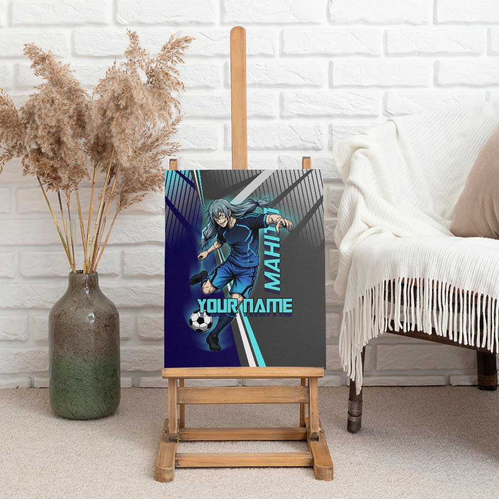 Personalized Mahito Jujutsu Kaisen Canvas Wall Art with Teal Gradient and Blue Uniform Design
