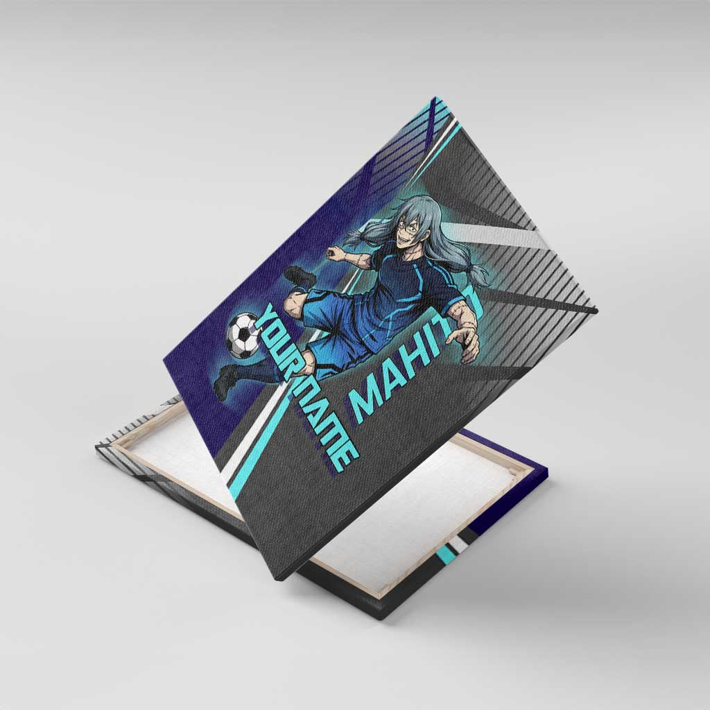 Personalized Mahito Jujutsu Kaisen Canvas Wall Art with Teal Gradient and Blue Uniform Design