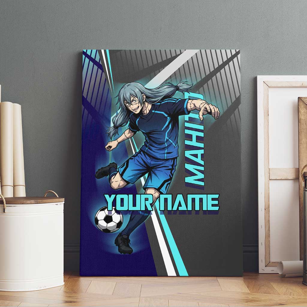 Personalized Mahito Jujutsu Kaisen Canvas Wall Art with Teal Gradient and Blue Uniform Design