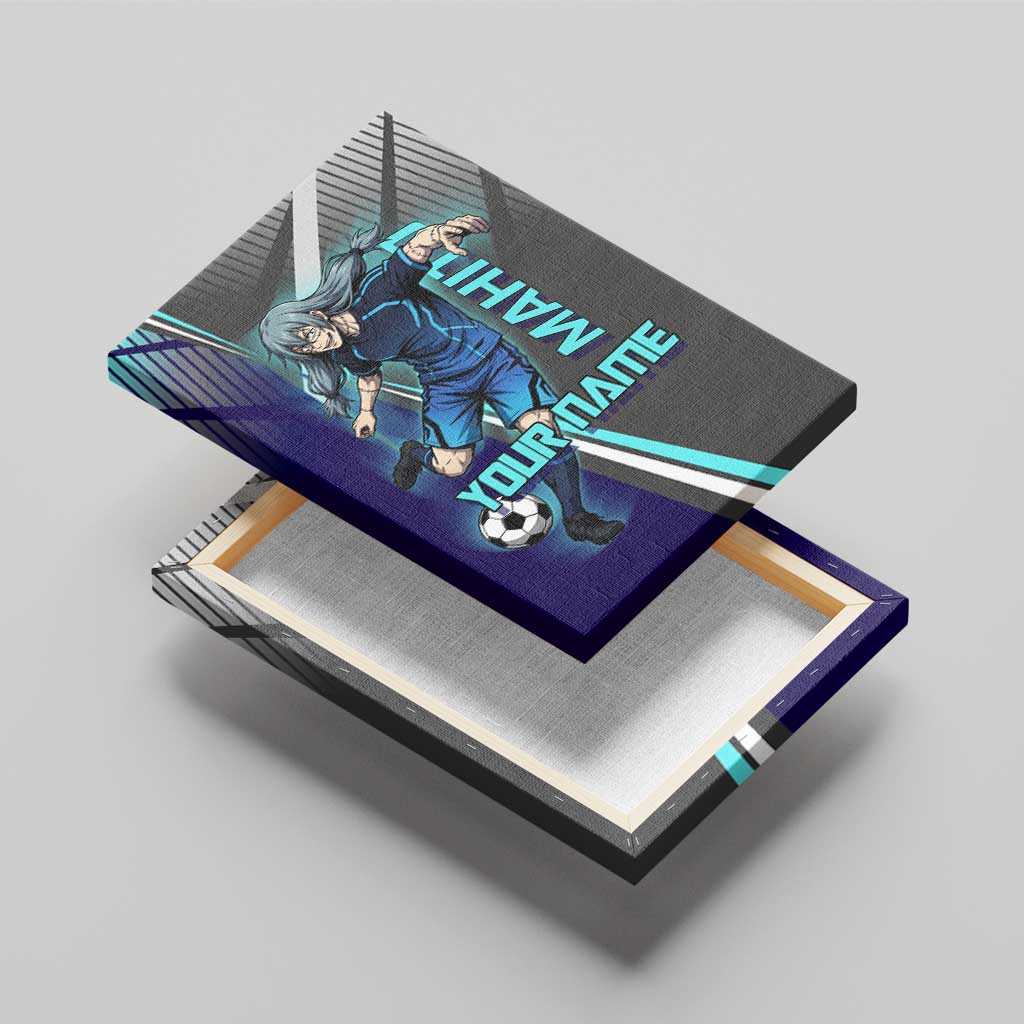 Personalized Mahito Jujutsu Kaisen Canvas Wall Art with Teal Gradient and Blue Uniform Design