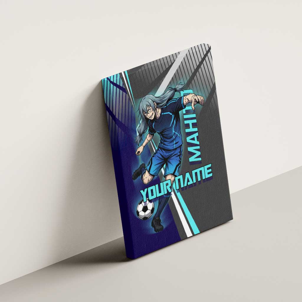 Personalized Mahito Jujutsu Kaisen Canvas Wall Art with Teal Gradient and Blue Uniform Design