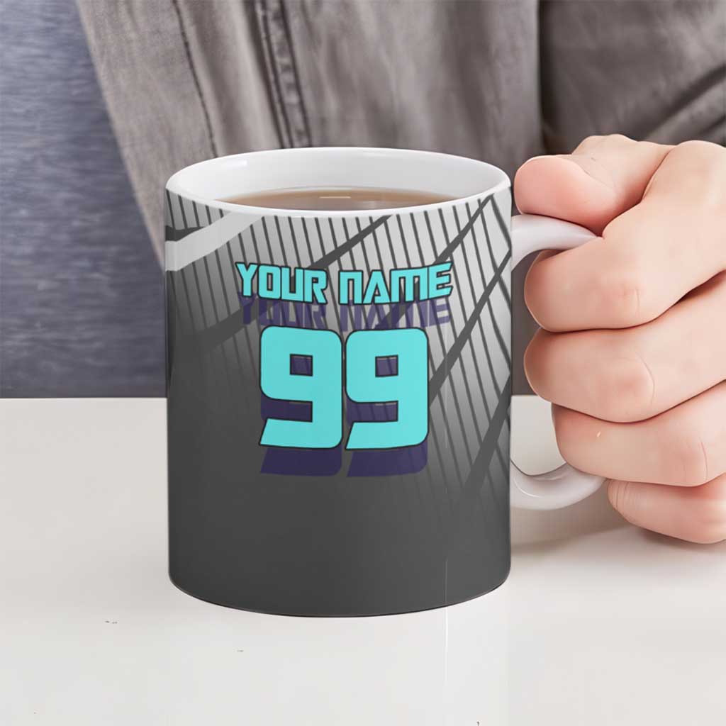 Personalized Mahito Jujutsu Kaisen Ceramic Mug with Teal Gradient and Blue Uniform Design