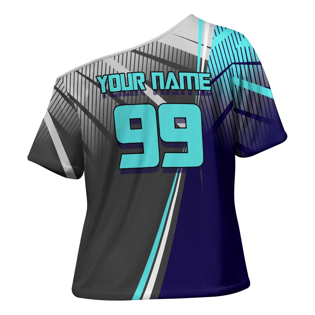 Personalized Mahito Jujutsu Kaisen Cross Shoulder Shirt with Teal Gradient and Blue Uniform Design