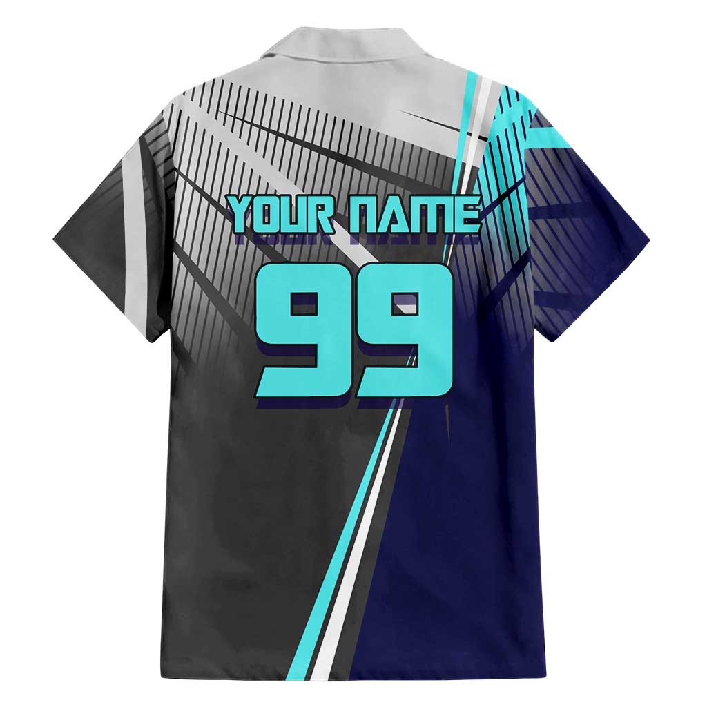 Personalized Mahito Jujutsu Kaisen Family Matching Summer Maxi Dress and Hawaiian Shirt with Teal Gradient and Blue Uniform Design