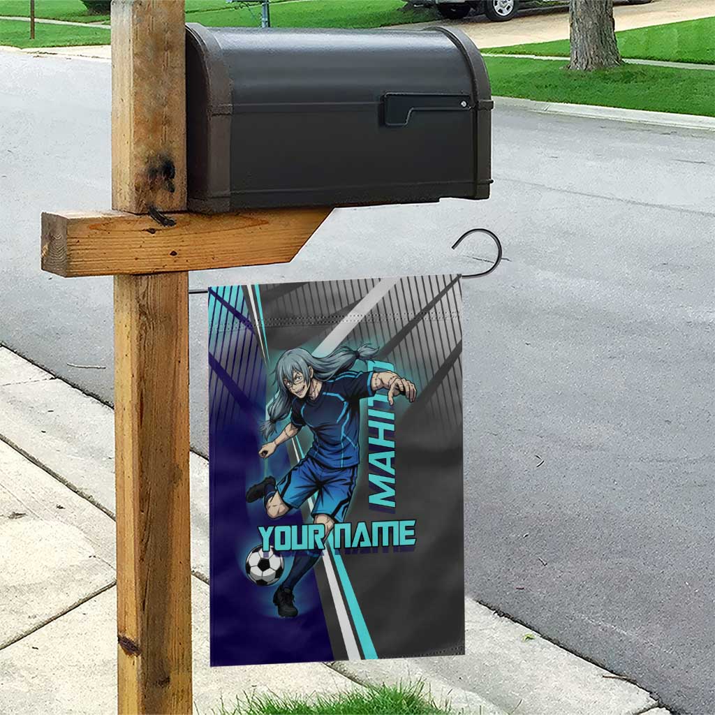 Personalized Mahito Jujutsu Kaisen Garden Flag with Teal Gradient and Blue Uniform Design