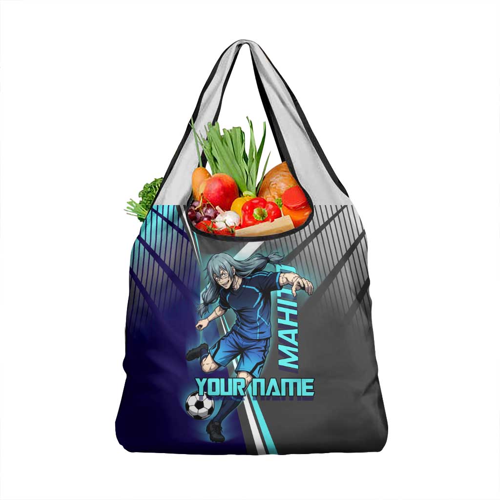 Personalized Mahito Jujutsu Kaisen Grocery Bag with Teal Gradient and Blue Uniform Design