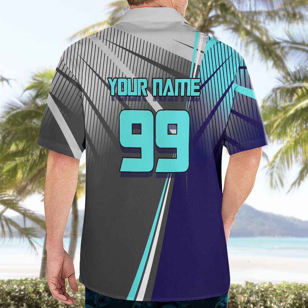 Personalized Mahito Jujutsu Kaisen Hawaiian Shirt with Teal Gradient and Blue Uniform Design