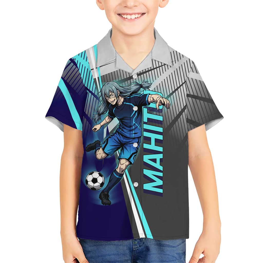 Personalized Mahito Jujutsu Kaisen Hawaiian Shirt with Teal Gradient and Blue Uniform Design