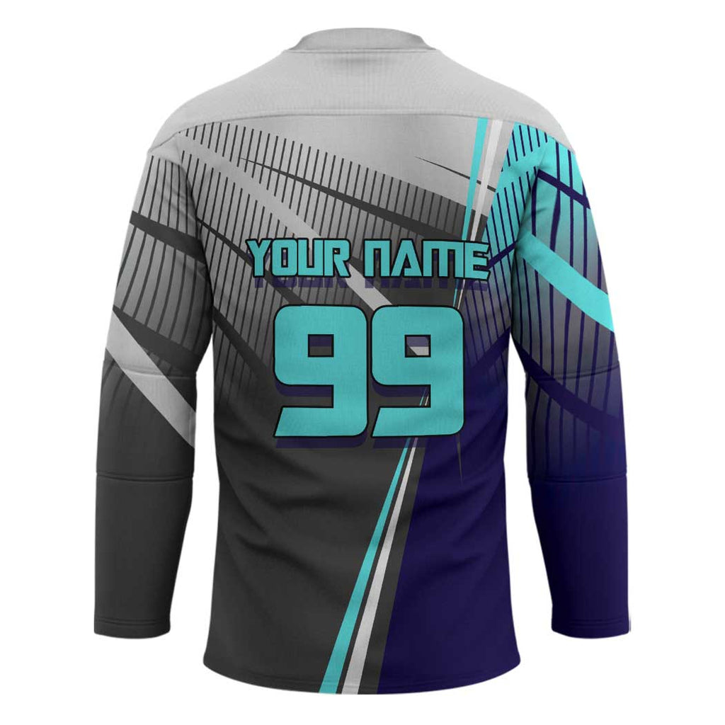 Personalized Mahito Jujutsu Kaisen Hockey Jersey with Teal Gradient and Blue Uniform Design