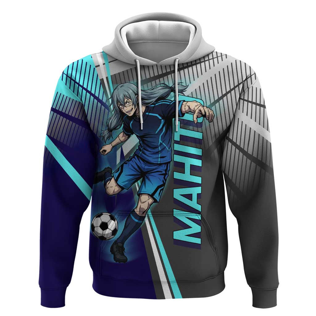 Personalized Mahito Jujutsu Kaisen Hoodie with Teal Gradient and Blue Uniform Design