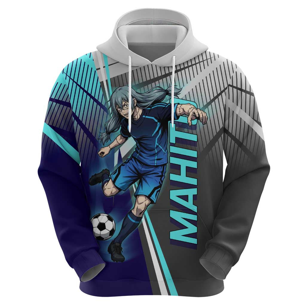 Personalized Mahito Jujutsu Kaisen Hoodie with Teal Gradient and Blue Uniform Design