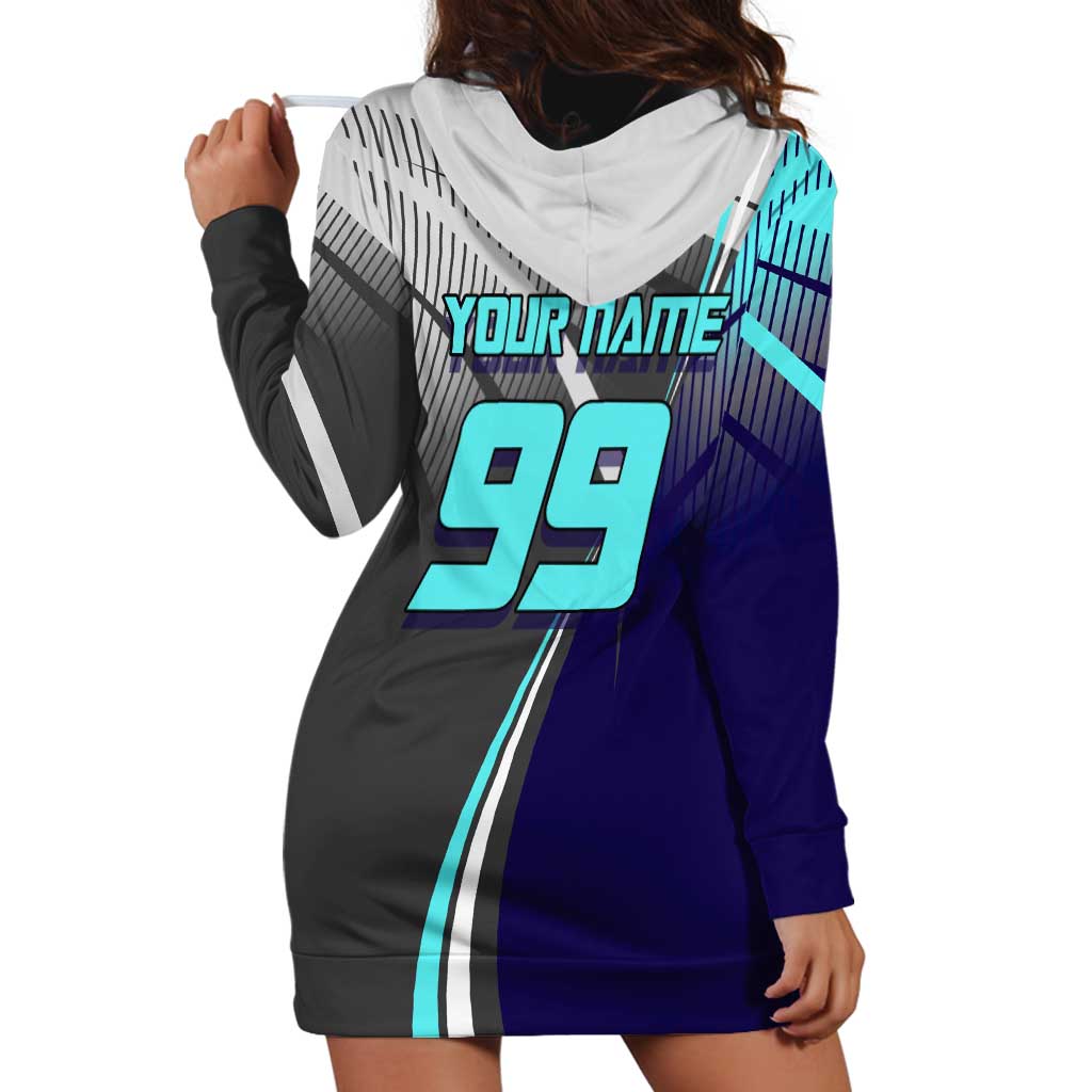 Personalized Mahito Jujutsu Kaisen Hoodie Dress with Teal Gradient and Blue Uniform Design
