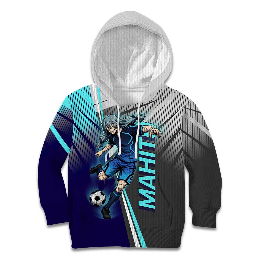 Personalized Mahito Jujutsu Kaisen Kid Hoodie with Teal Gradient and Blue Uniform Design