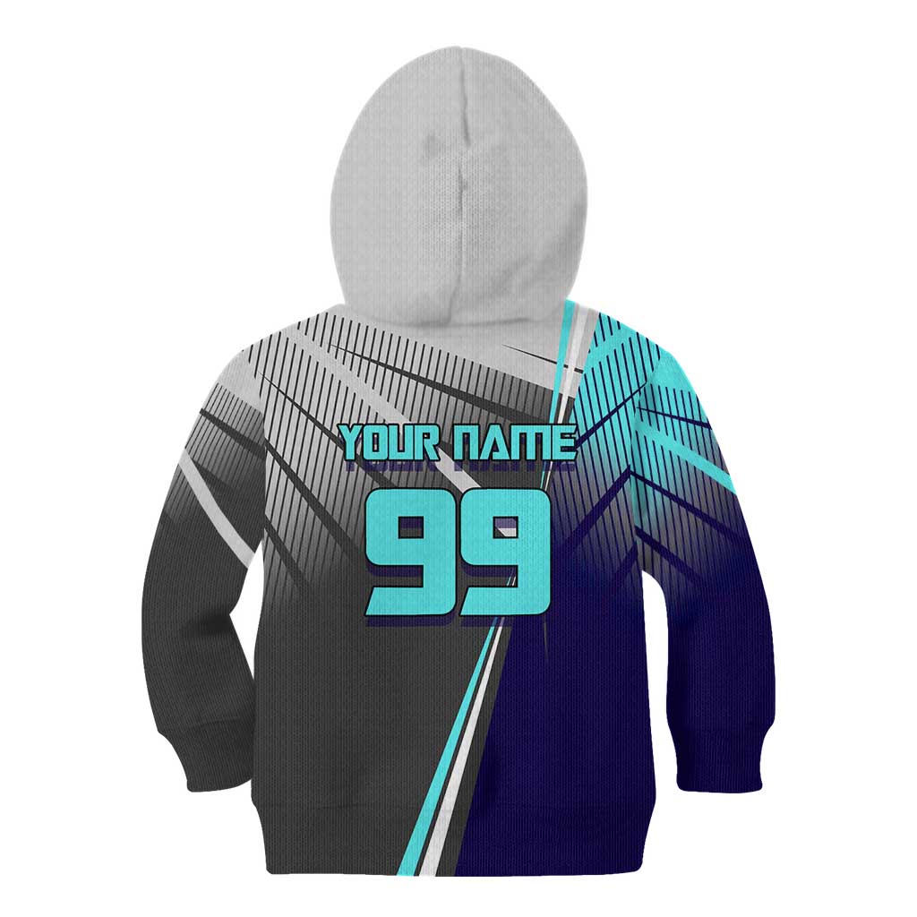 Personalized Mahito Jujutsu Kaisen Kid Hoodie with Teal Gradient and Blue Uniform Design
