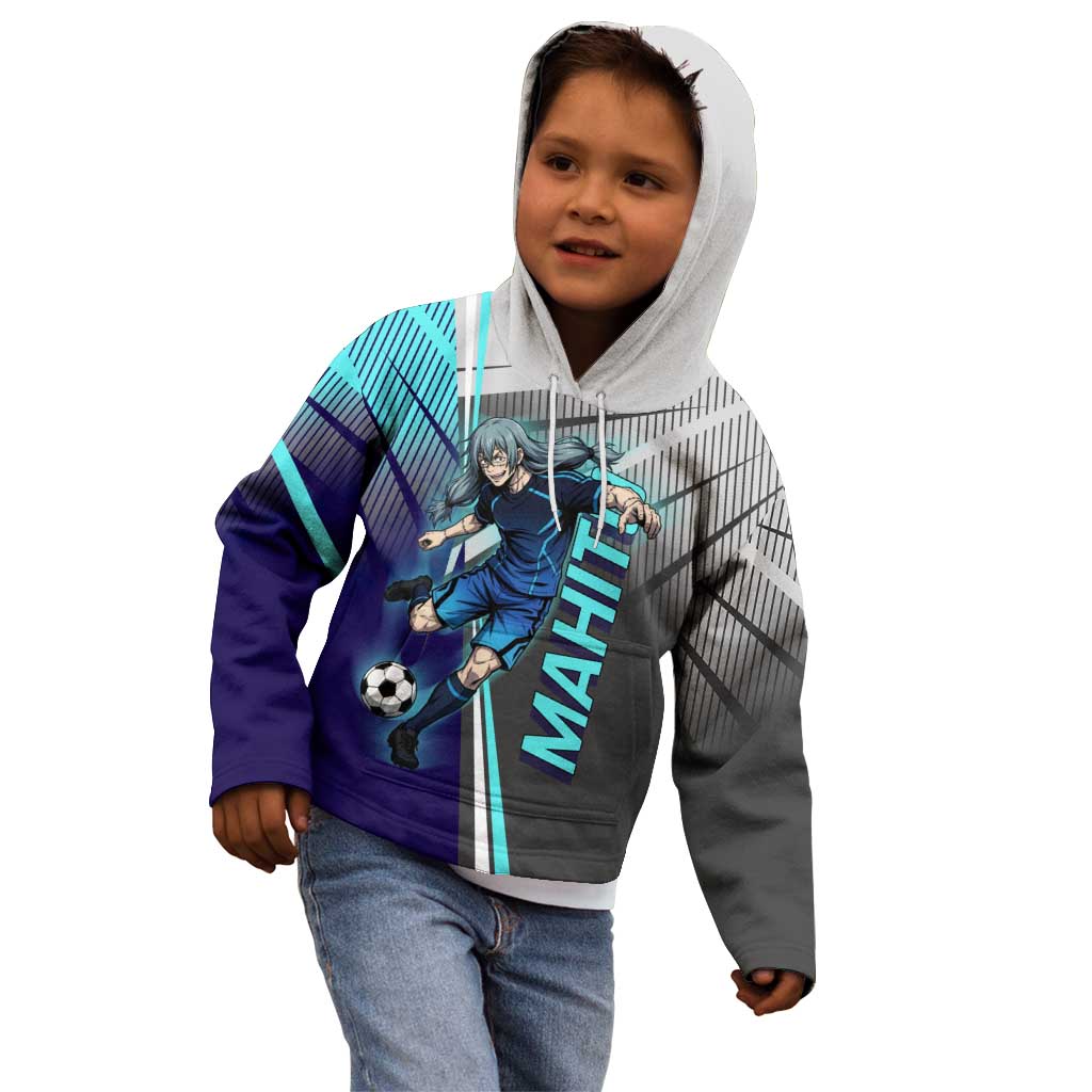 Personalized Mahito Jujutsu Kaisen Kid Hoodie with Teal Gradient and Blue Uniform Design