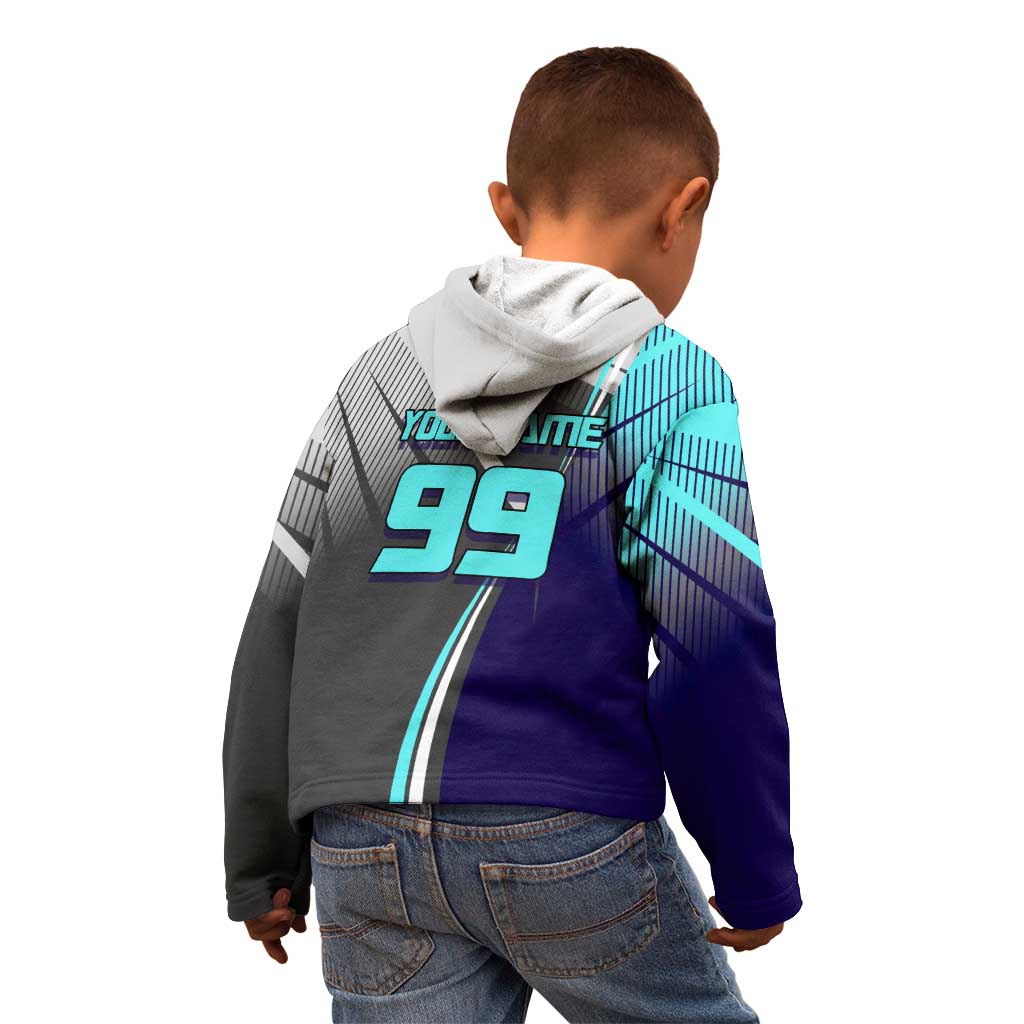 Personalized Mahito Jujutsu Kaisen Kid Hoodie with Teal Gradient and Blue Uniform Design