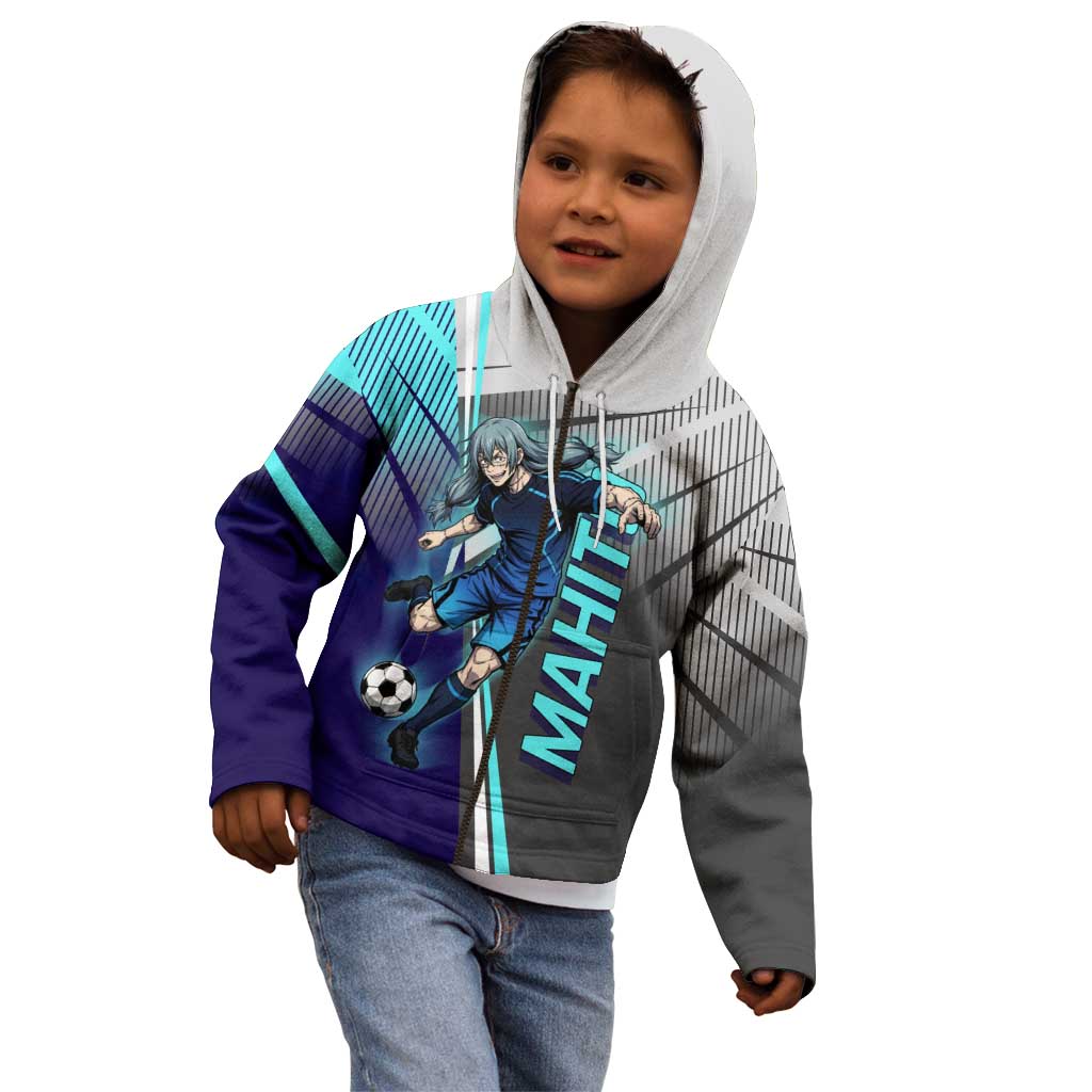 Personalized Mahito Jujutsu Kaisen Kid Hoodie with Teal Gradient and Blue Uniform Design