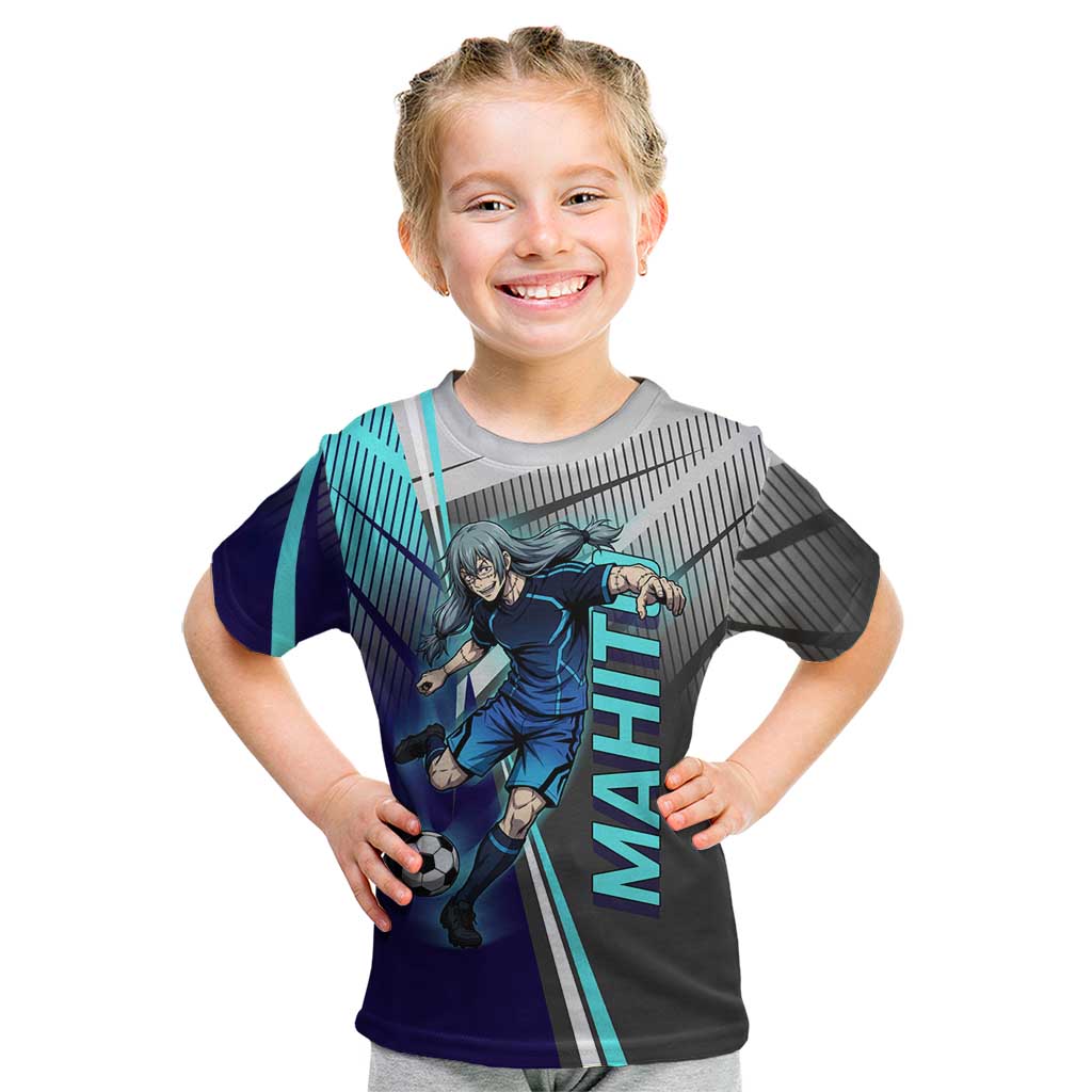 Personalized Mahito Jujutsu Kaisen Kid T Shirt with Teal Gradient and Blue Uniform Design