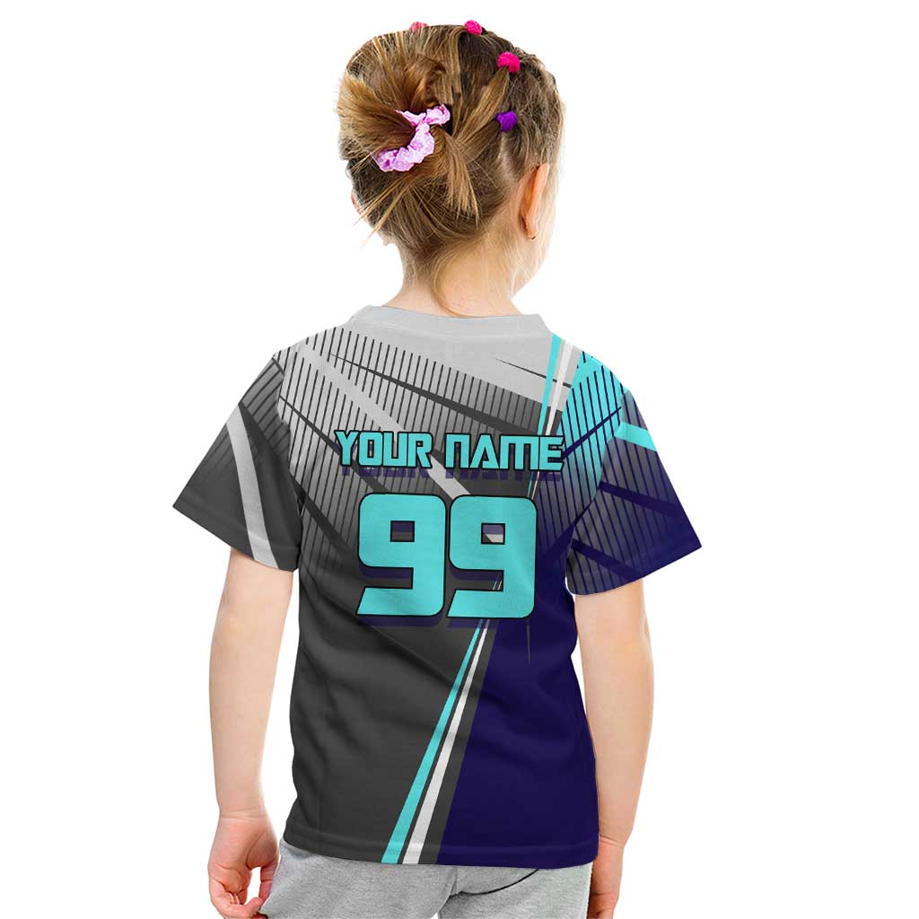 Personalized Mahito Jujutsu Kaisen Kid T Shirt with Teal Gradient and Blue Uniform Design