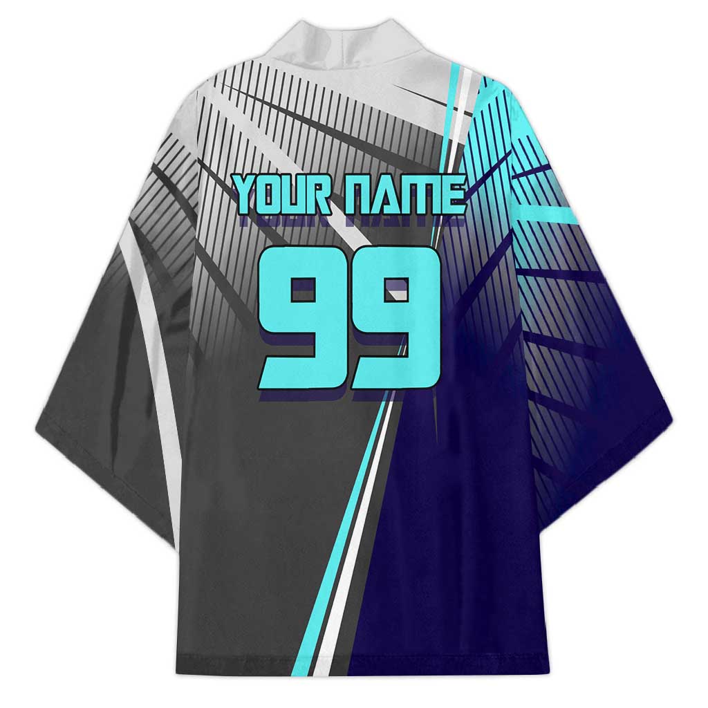 Personalized Mahito Jujutsu Kaisen Kimono with Teal Gradient and Blue Uniform Design