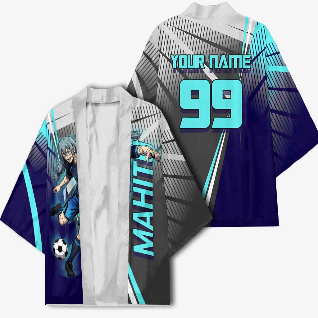 Personalized Mahito Jujutsu Kaisen Kimono with Teal Gradient and Blue Uniform Design