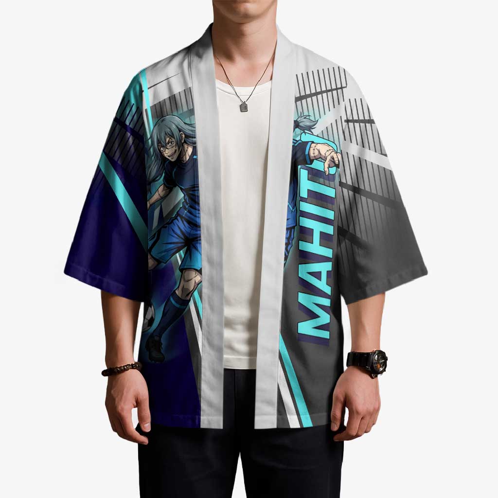 Personalized Mahito Jujutsu Kaisen Kimono with Teal Gradient and Blue Uniform Design