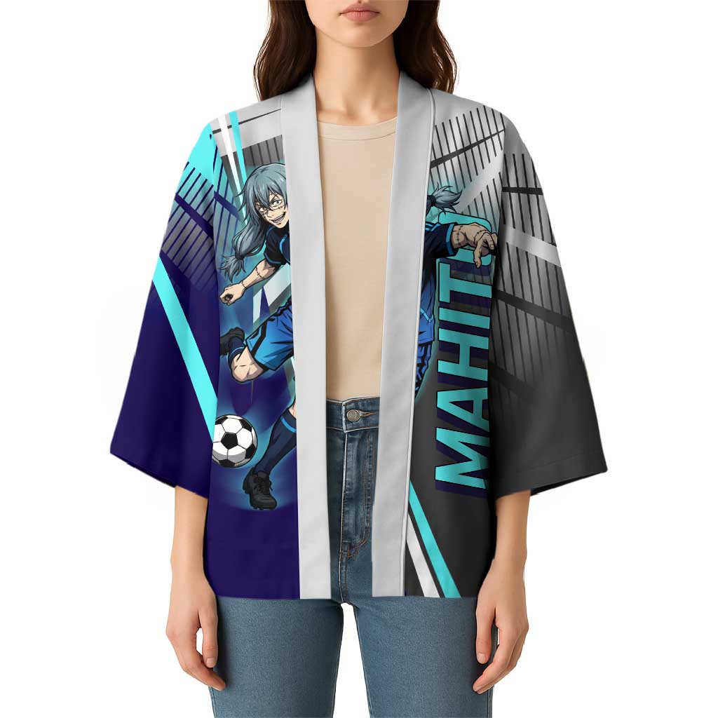 Personalized Mahito Jujutsu Kaisen Kimono with Teal Gradient and Blue Uniform Design