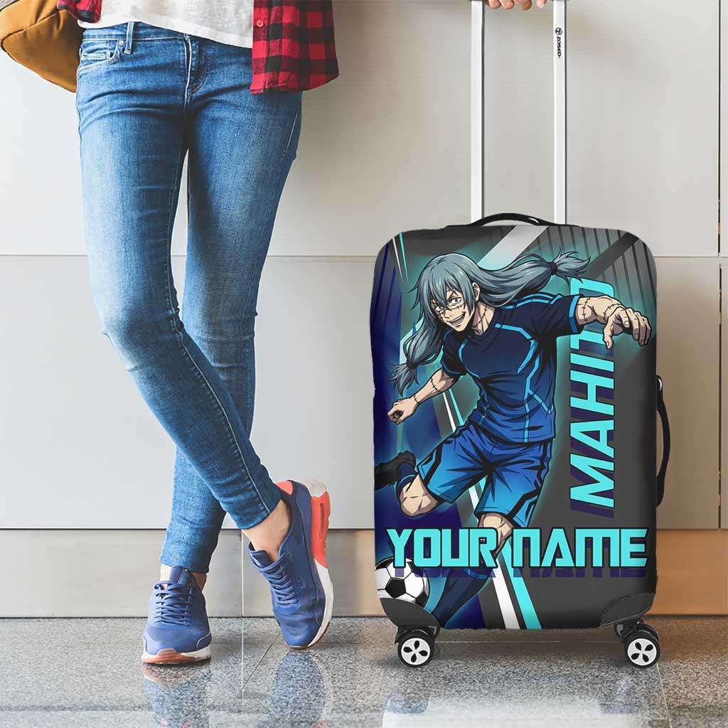 Personalized Mahito Jujutsu Kaisen Luggage Cover with Teal Gradient and Blue Uniform Design