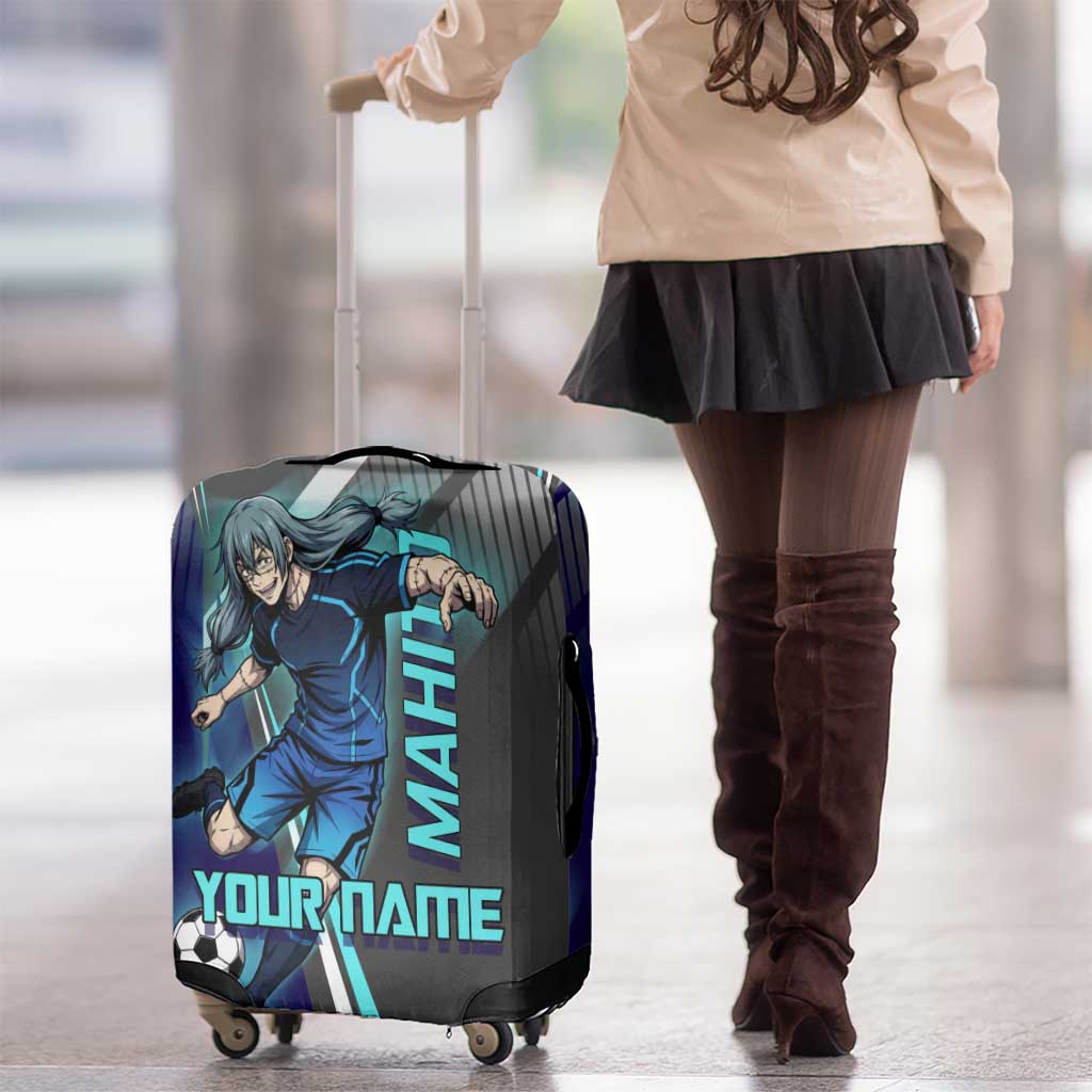 Personalized Mahito Jujutsu Kaisen Luggage Cover with Teal Gradient and Blue Uniform Design