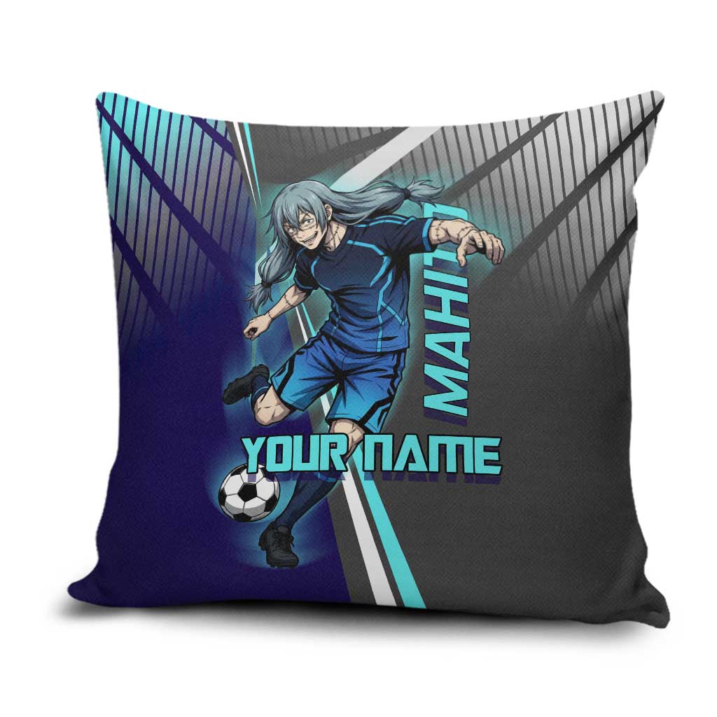 Personalized Mahito Jujutsu Kaisen Pillow Cover with Teal Gradient and Blue Uniform Design