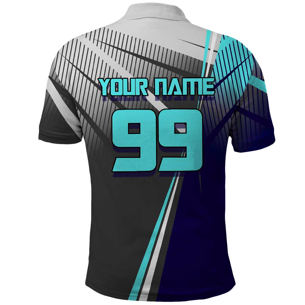 Personalized Mahito Jujutsu Kaisen Polo Shirt with Teal Gradient and Blue Uniform Design