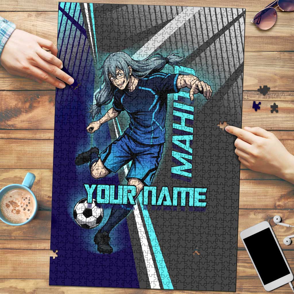 Personalized Mahito Jujutsu Kaisen Puzzle with Teal Gradient and Blue Uniform Design