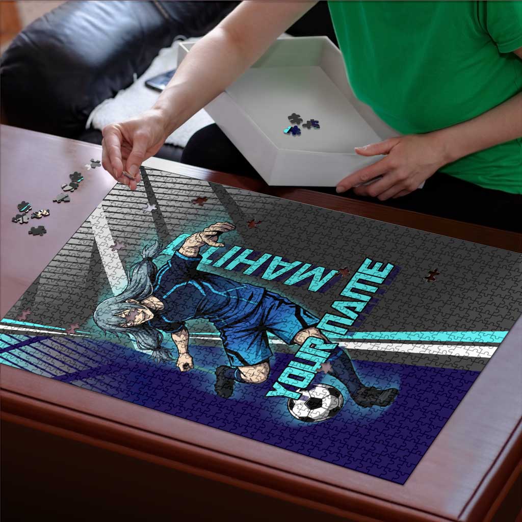 Personalized Mahito Jujutsu Kaisen Puzzle with Teal Gradient and Blue Uniform Design