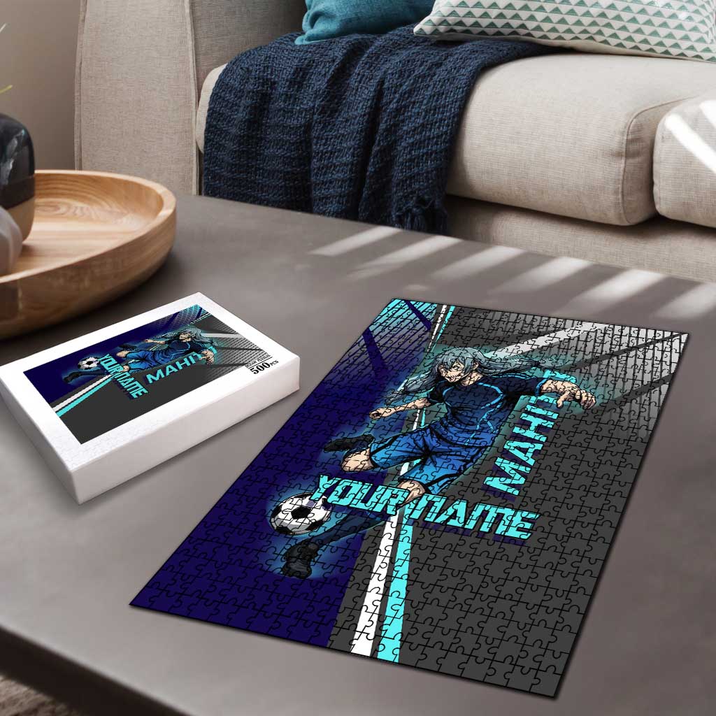 Personalized Mahito Jujutsu Kaisen Puzzle with Teal Gradient and Blue Uniform Design