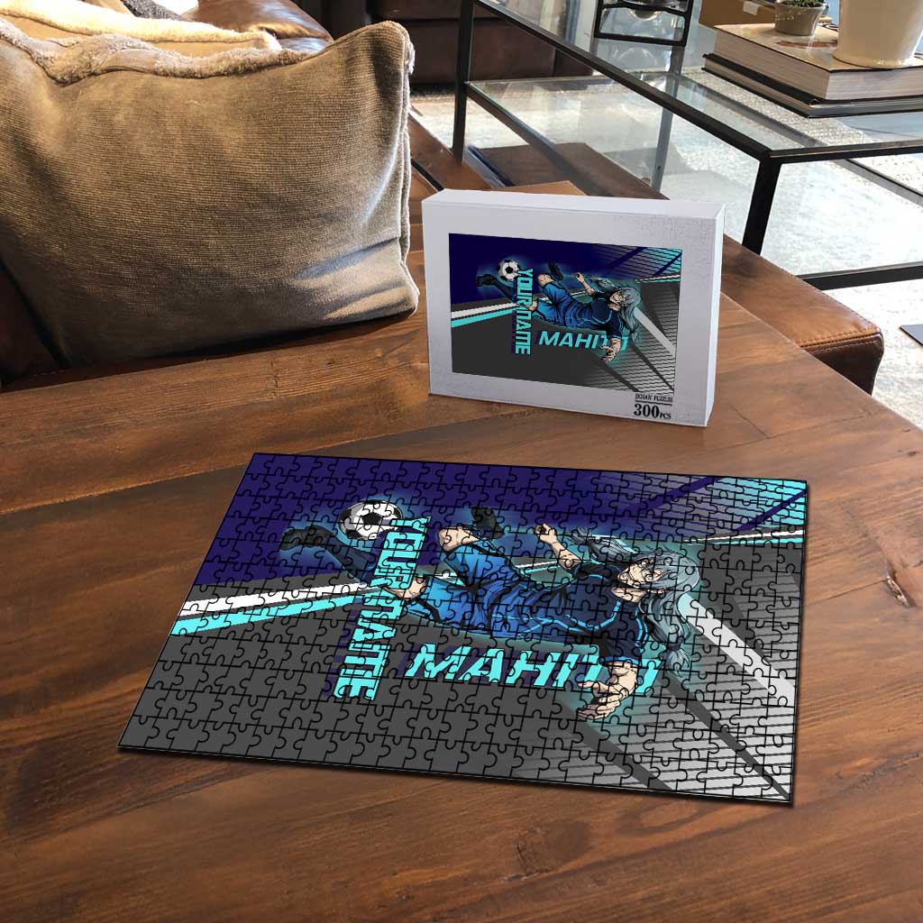 Personalized Mahito Jujutsu Kaisen Puzzle with Teal Gradient and Blue Uniform Design