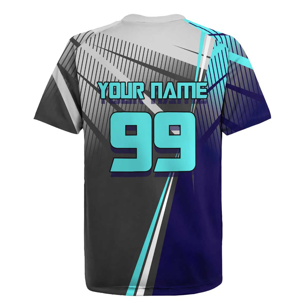 Personalized Mahito Jujutsu Kaisen Rugby Jersey with Teal Gradient and Blue Uniform Design
