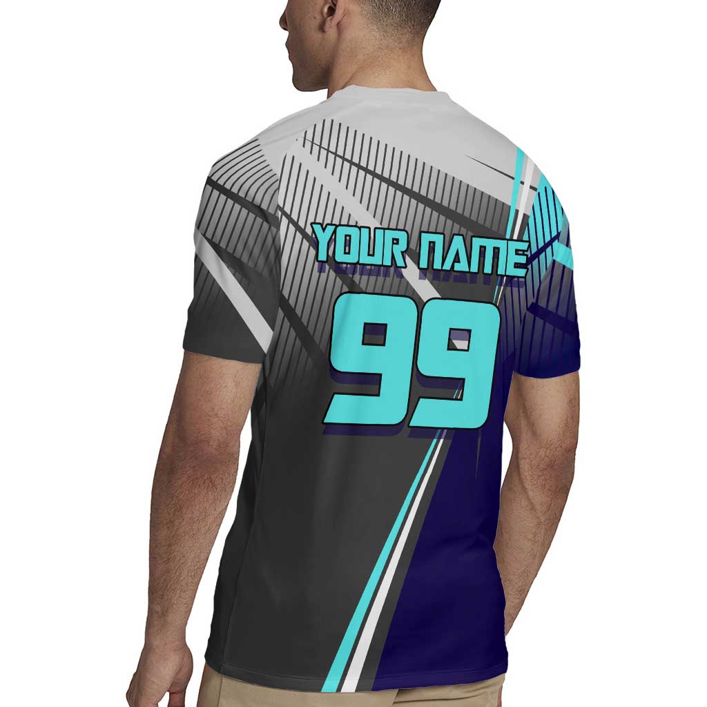 Personalized Mahito Jujutsu Kaisen Rugby Jersey with Teal Gradient and Blue Uniform Design