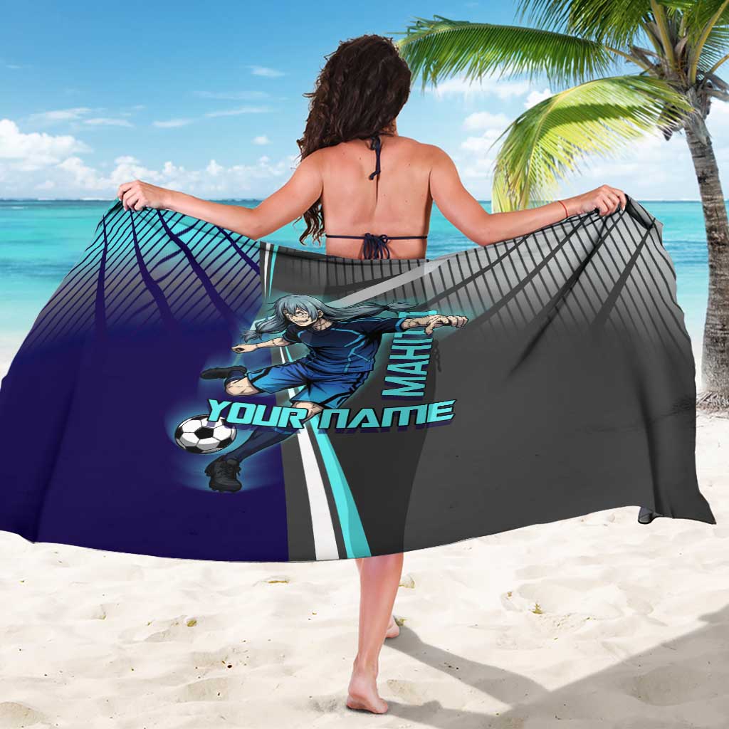 Personalized Mahito Jujutsu Kaisen Sarong with Teal Gradient and Blue Uniform Design