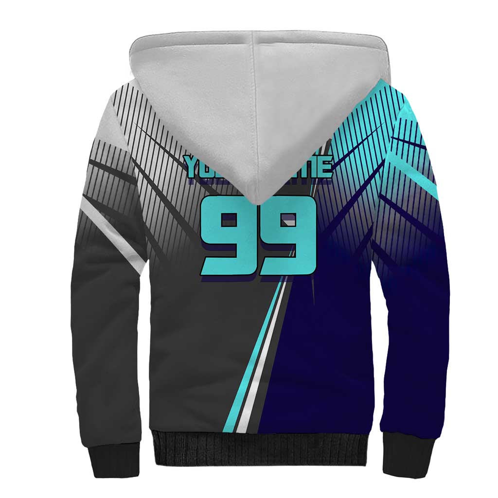 Personalized Mahito Jujutsu Kaisen Sherpa Hoodie with Teal Gradient and Blue Uniform Design