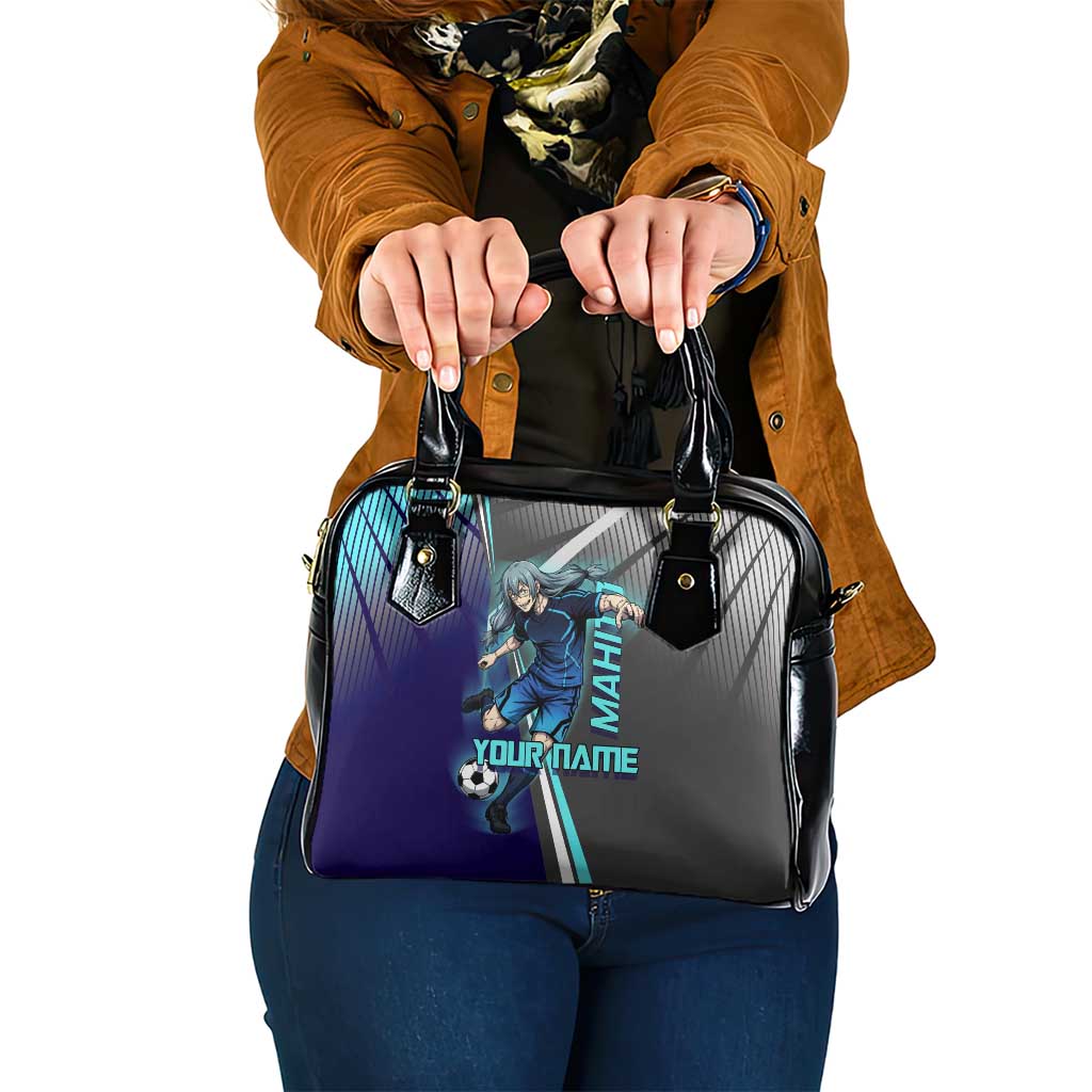 Personalized Mahito Jujutsu Kaisen Shoulder Handbag with Teal Gradient and Blue Uniform Design