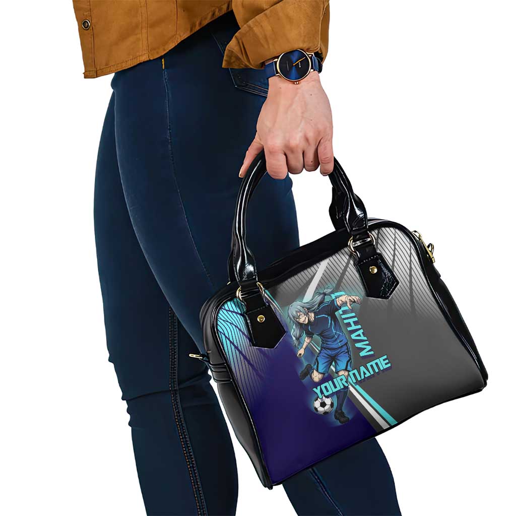 Personalized Mahito Jujutsu Kaisen Shoulder Handbag with Teal Gradient and Blue Uniform Design