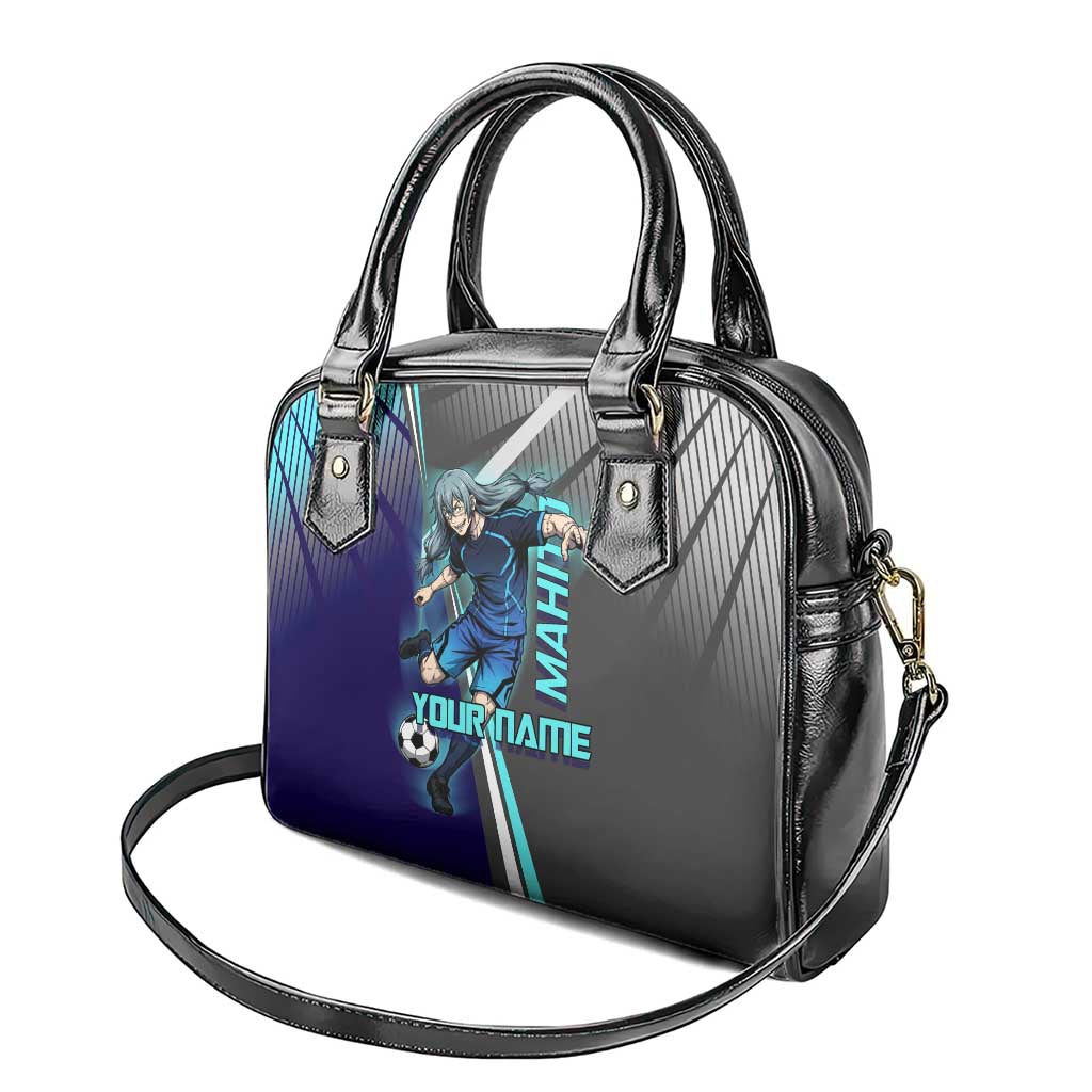 Personalized Mahito Jujutsu Kaisen Shoulder Handbag with Teal Gradient and Blue Uniform Design